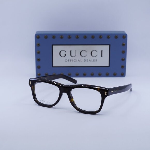 Gucci GG1526O 002 Square Eyeglasses Dark Havana 52mm - Picture 1 of 10